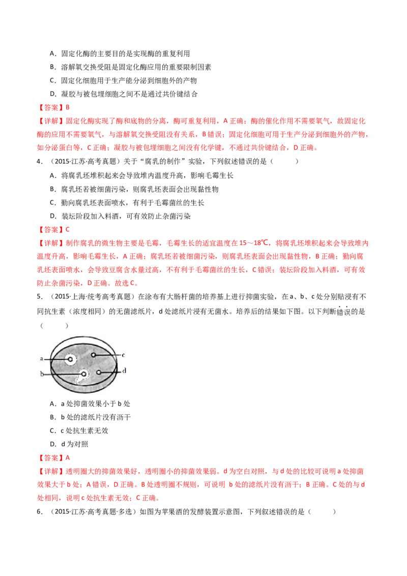 专题23发酵工程（解析卷）_近10年高考真题汇编（必刷）_十年（2014-2024）高考生物真题分项汇编（全国通用）_十年（2014-2023）高考生物真题分项汇编（全国通用）