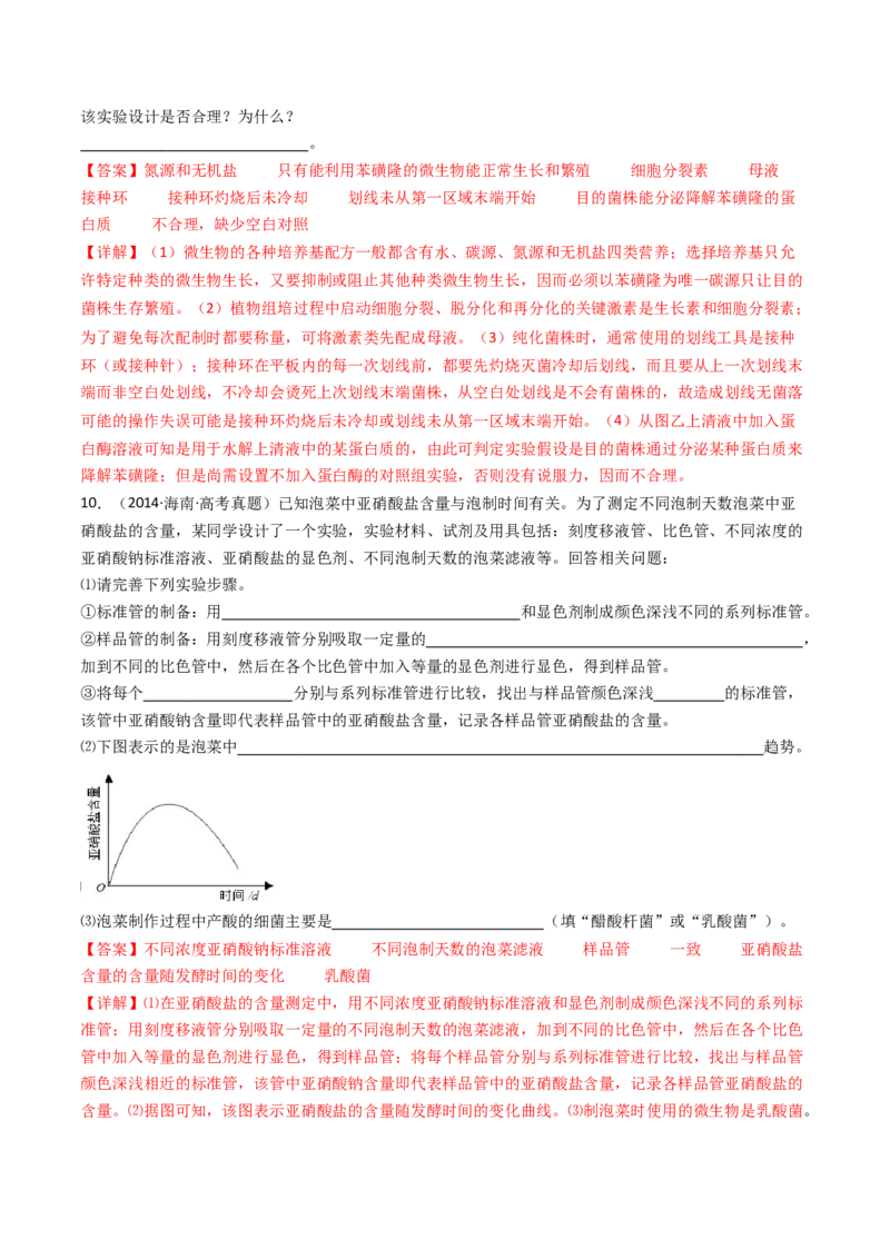 专题23发酵工程（解析卷）_近10年高考真题汇编（必刷）_十年（2014-2024）高考生物真题分项汇编（全国通用）_十年（2014-2023）高考生物真题分项汇编（全国通用）