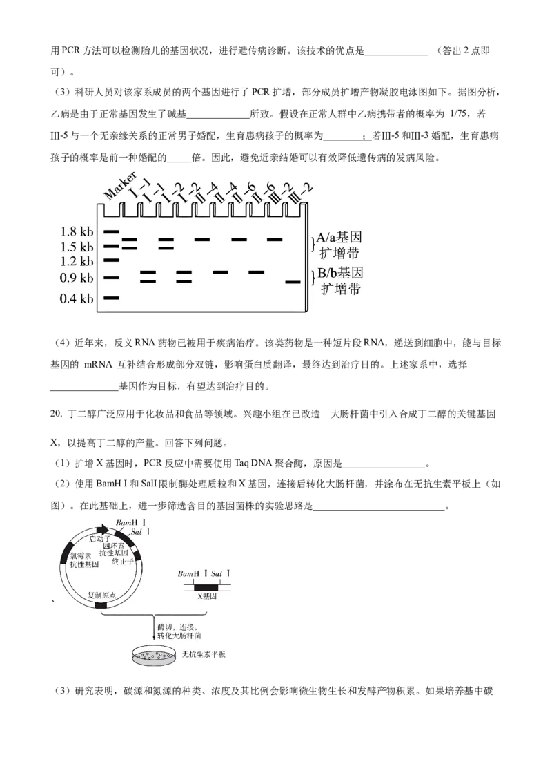 精品解析：2024年新课标高考真题安徽卷生物试卷（原卷版）_高考真题全网收集_生物学_2024年新高考安徽卷生物高考真题解析（参考版）