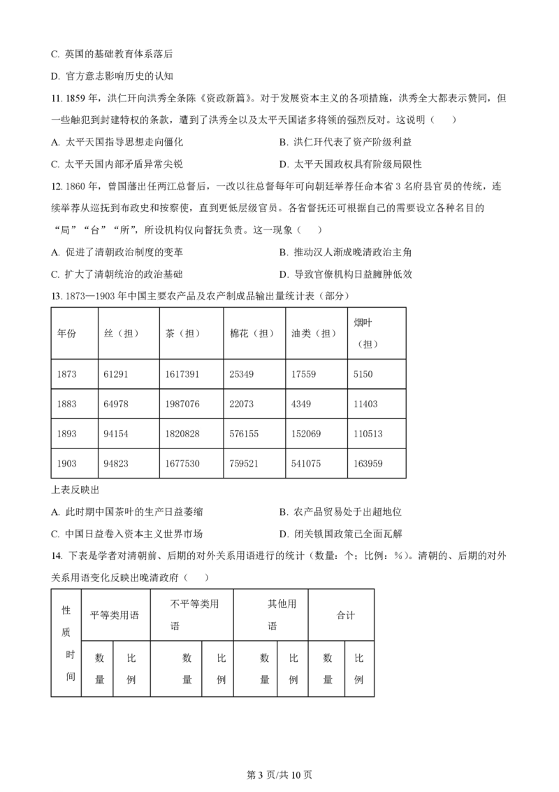 山西大学附属中学2023-2024学年高三上学期10月月考历史(1)_2023年10月_01每日更新_18号_2024届山西省山西大学附属中学高三上学期10月月考
