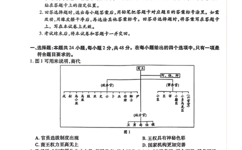 历史试题(1)_2023年10月_0210月合集_2024届陕西省天一大联考高三上学期10月阶段性测试（一）_陕西省天一大联考2024届高三上学期10月阶段性测试（一）历史