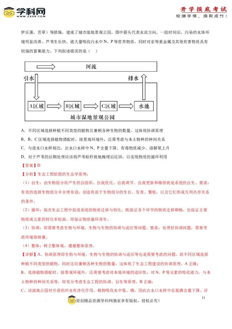 生物（山东卷）（全解全析）_2024届新高三开学摸底考试卷_生物-2024届新高三开学摸底考试卷_生物-2024届新高三开学摸底考试卷（山东卷）