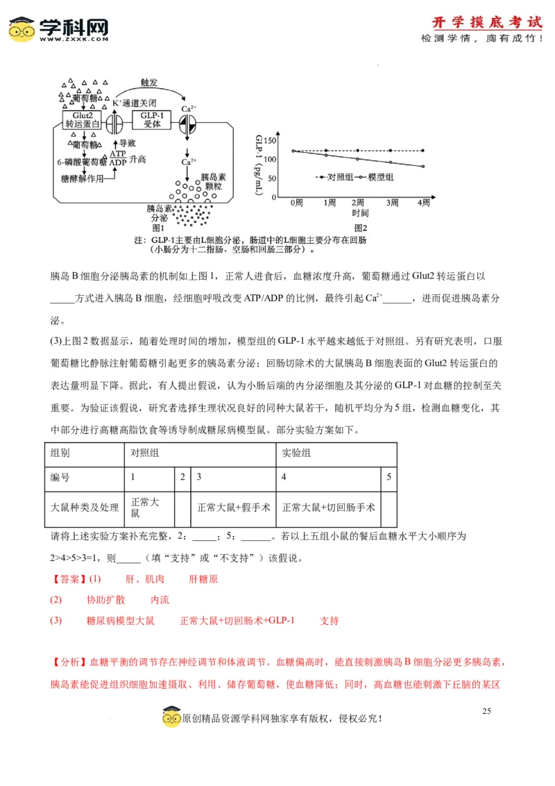 生物（山东卷）（全解全析）_2024届新高三开学摸底考试卷_生物-2024届新高三开学摸底考试卷_生物-2024届新高三开学摸底考试卷（山东卷）