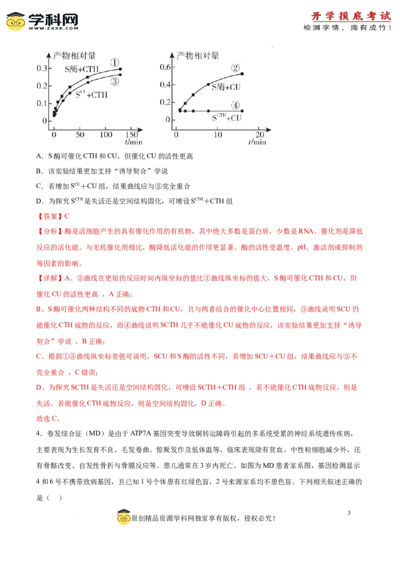 生物（山东卷）（全解全析）_2024届新高三开学摸底考试卷_生物-2024届新高三开学摸底考试卷_生物-2024届新高三开学摸底考试卷（山东卷）