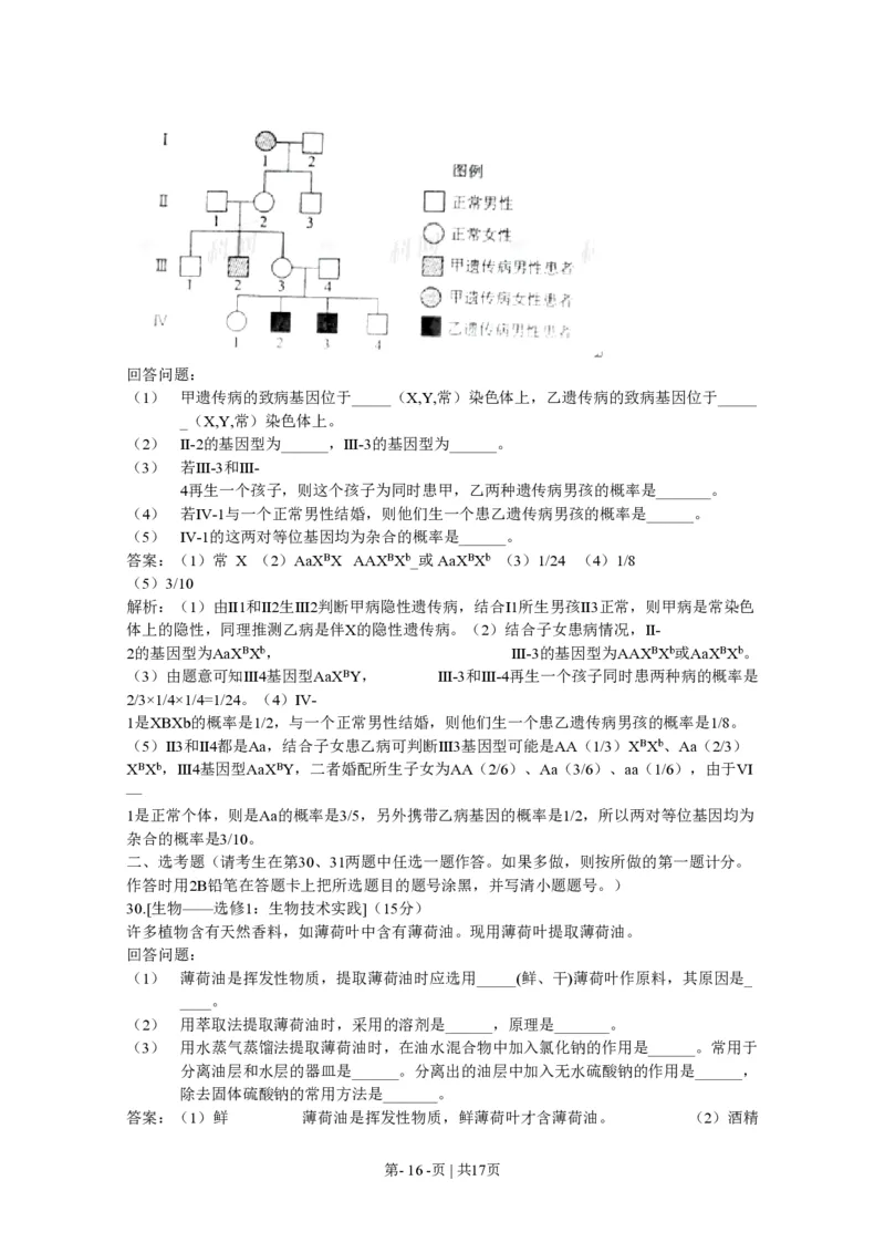 2011年高考生物试卷（海南）（解析卷）_生物历年高考真题_新&middot;PDF版2008-2025&middot;高考生物真题_生物（按试卷类型分类）2008-2025_自主命题卷&middot;生物（2008-2025）_海南自主命题&middot;生物（2008-2024）