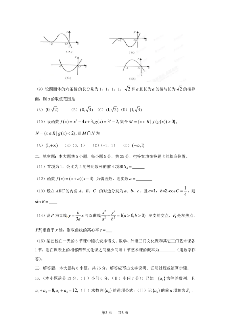 2012年高考数学试卷（文）（重庆）（空白卷）_数学历年高考真题_新&middot;PDF版2008-2025&middot;高考数学真题_数学（按年份分类）2008-2025_2012&middot;高考数学真题
