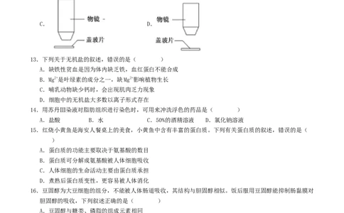 高一生物第一次月考卷（考试版A4）测试范围：必修1第1-2章（人教版2019）_1多考区联考试卷_0922黄金卷：2024-2025学年高一上学期第一次月考9科word解析版含答题卡（江苏专用）