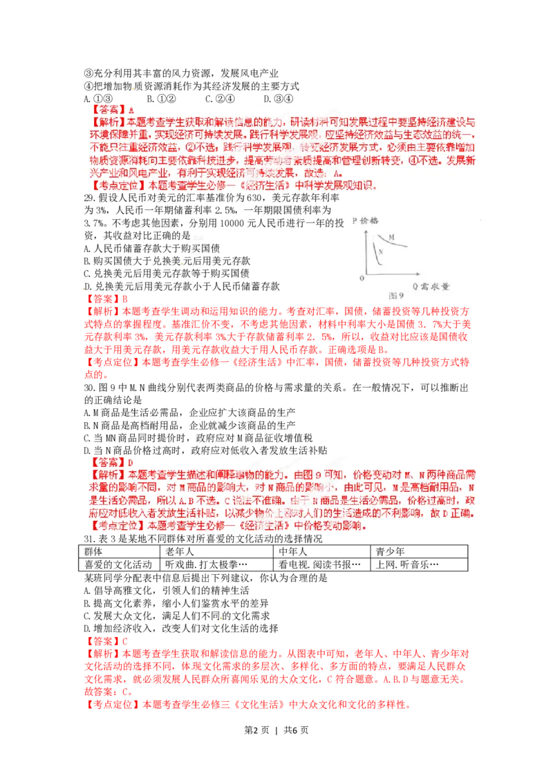 2012年高考政治试卷（福建）（解析卷）_政治历年高考真题_新&middot;PDF版2008-2025&middot;高考政治真题_政治（按年份分类）2008-2025_2012&middot;政治高考真题
