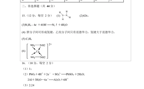 陕西省西安中学2026届高三上学期10月质量检测考试（一）化学答案_2025年10月_12026年试卷教辅资源等多个文件_陕西省西安中学2026届高三上学期10月质量检测考试（一）化学