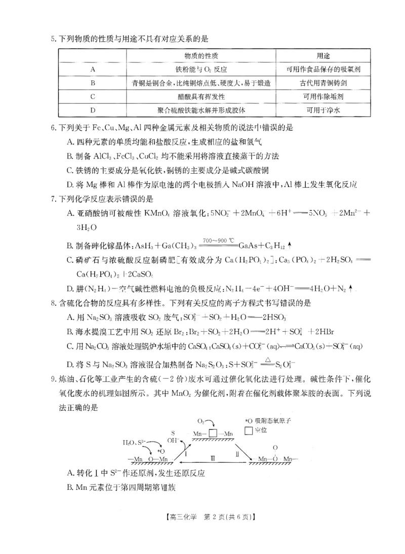化学(1)_2023年10月_0210月合集_2024届山西省高三上学期10月金太阳联考_山西省2024届高三上学期10月金太阳联考化学