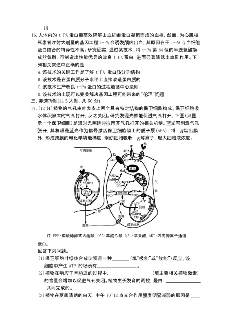 湖南省长沙市第一中学2025-2026学年高三上学期1月月考生物试题(1)_2026年1月_260109湖南省长沙一中2026届高三月考（五）（全科）_生物试卷-湖南长沙一中2026届高三月考试卷(五)