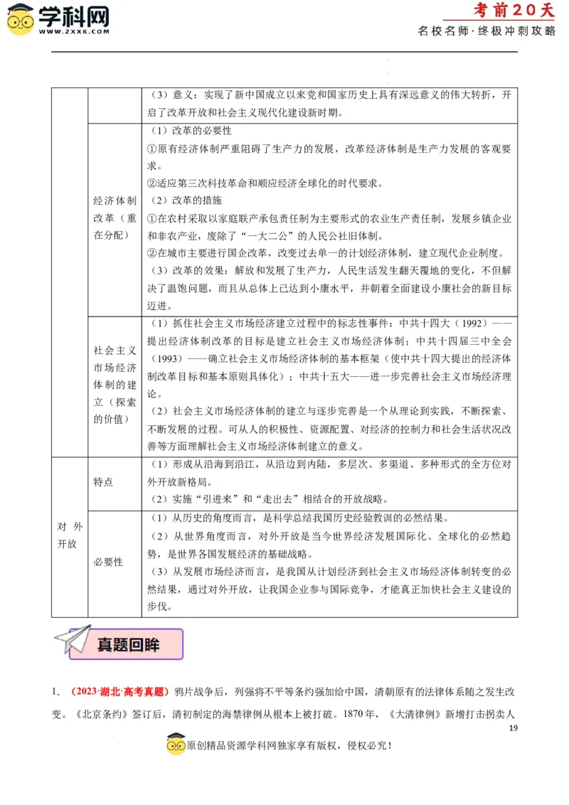 历史（二）（原卷版）_2024高考押题卷_62024学科网全系列_21学科网高考考前终极攻略_历史-2024年高考考前20天终极冲刺攻略_历史（二）-2024年高考考前20天终极冲刺攻略