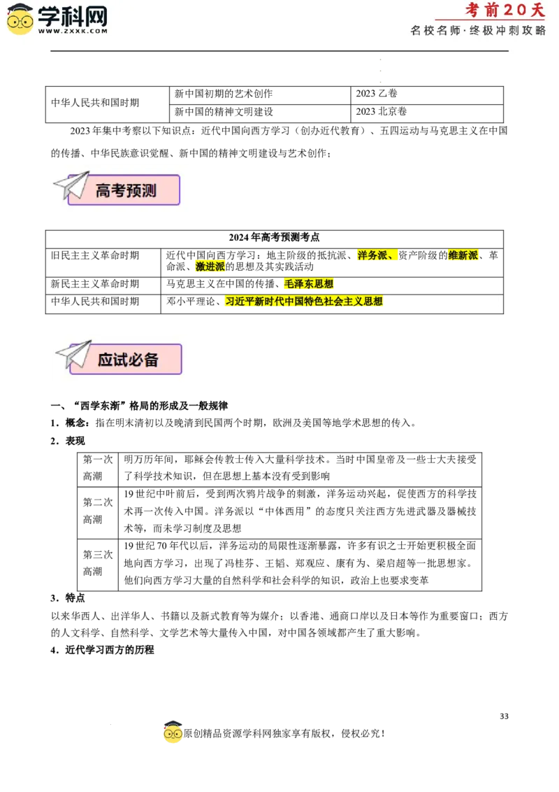历史（二）（原卷版）_2024高考押题卷_62024学科网全系列_21学科网高考考前终极攻略_历史-2024年高考考前20天终极冲刺攻略_历史（二）-2024年高考考前20天终极冲刺攻略