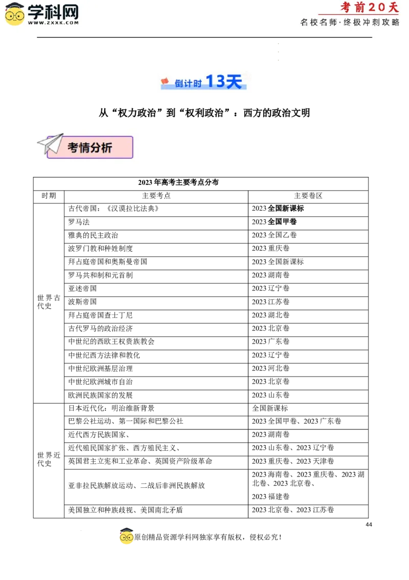 历史（二）（原卷版）_2024高考押题卷_62024学科网全系列_21学科网高考考前终极攻略_历史-2024年高考考前20天终极冲刺攻略_历史（二）-2024年高考考前20天终极冲刺攻略