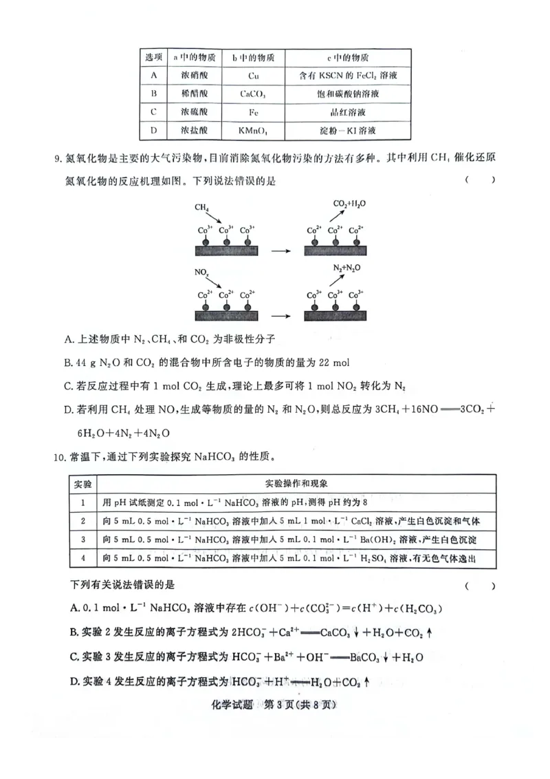 化学试题(1)_2023年10月_0210月合集_2024届河南省青桐鸣大联考高三上学期10月模拟预测_河南省青桐鸣大联考2024届高三上学期10月模拟预测化学