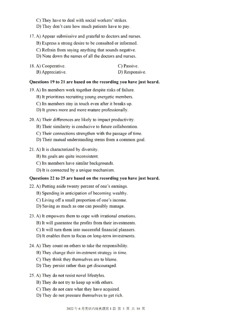 2022.06六级真题第1套可复制可搜索，打印首选_英语四六级整合_英语四六级真题版本二此版为主此文件夹会持续更新_六级真题_1.六级真题+答案解析+听力音频_2022年06月CET6