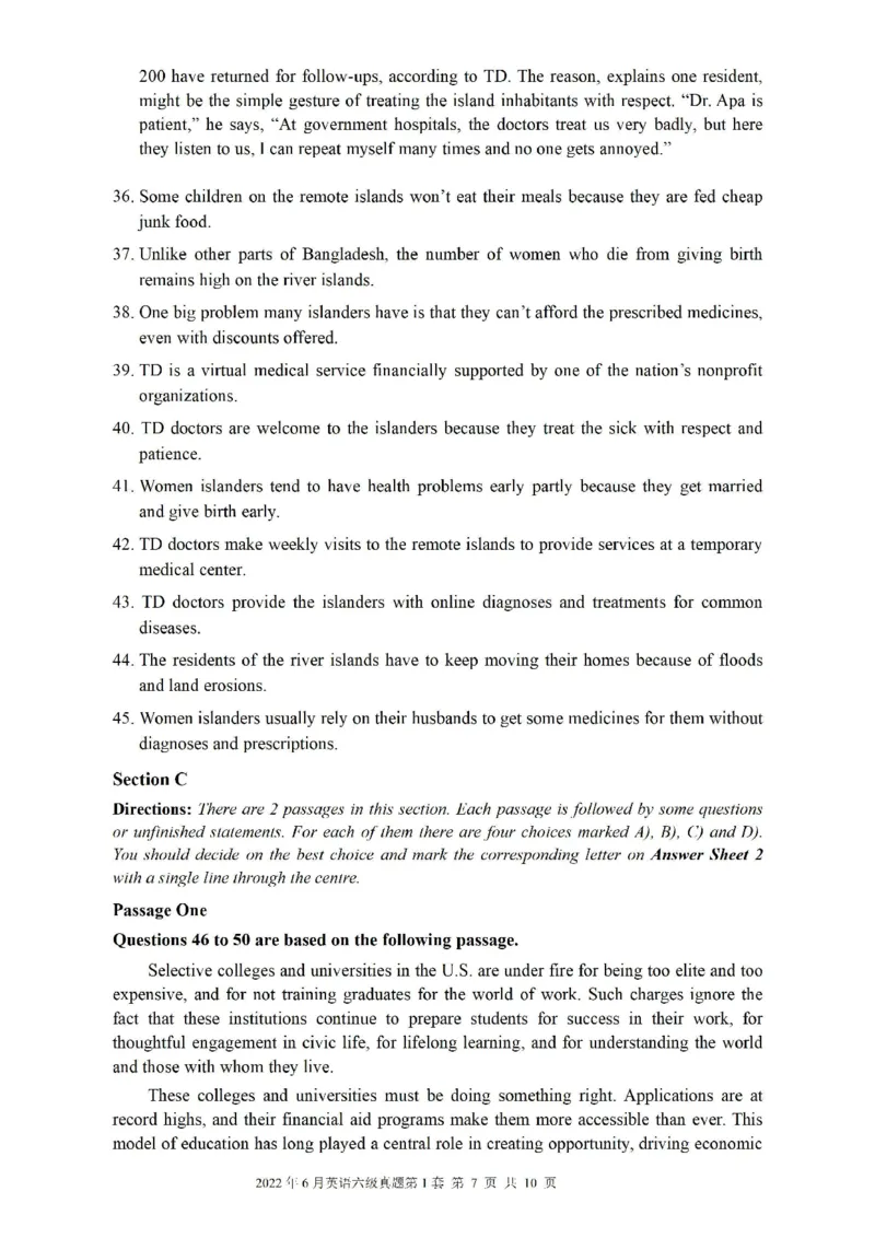 2022.06六级真题第1套可复制可搜索，打印首选_英语四六级整合_英语四六级真题版本二此版为主此文件夹会持续更新_六级真题_1.六级真题+答案解析+听力音频_2022年06月CET6