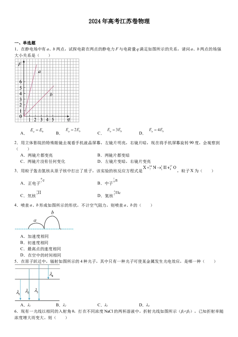 江苏物理-试题-p_近10年高考真题汇编（必刷）_2024年高考真题_高考真题（截止6.29）_其他地方卷（目前搜集不完整）_江苏卷（物、化）