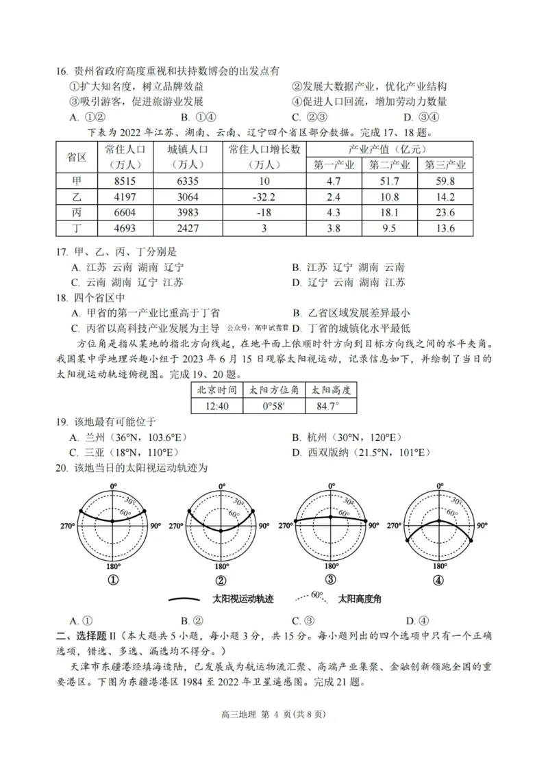 地理卷-2308名校协作体_2023年9月_01每日更新_8号_2024届浙江省名校协作体高三上学期返校联考_浙江省名校协作体2024届高三上学期返校联考地理