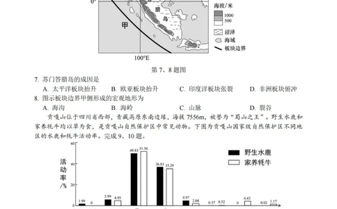 地理卷-2308名校协作体_2023年9月_01每日更新_8号_2024届浙江省名校协作体高三上学期返校联考_浙江省名校协作体2024届高三上学期返校联考地理