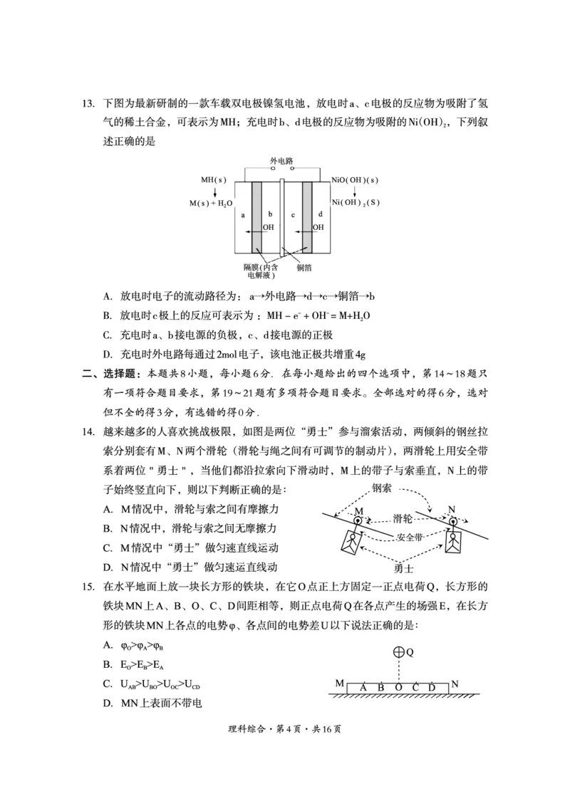 2022年巴中市零诊考试理科综合试题_2023年8月_01每日更新_2号_2023届四川省巴中市高三9月零诊_2023届四川省巴中市高三零诊考试理综试题