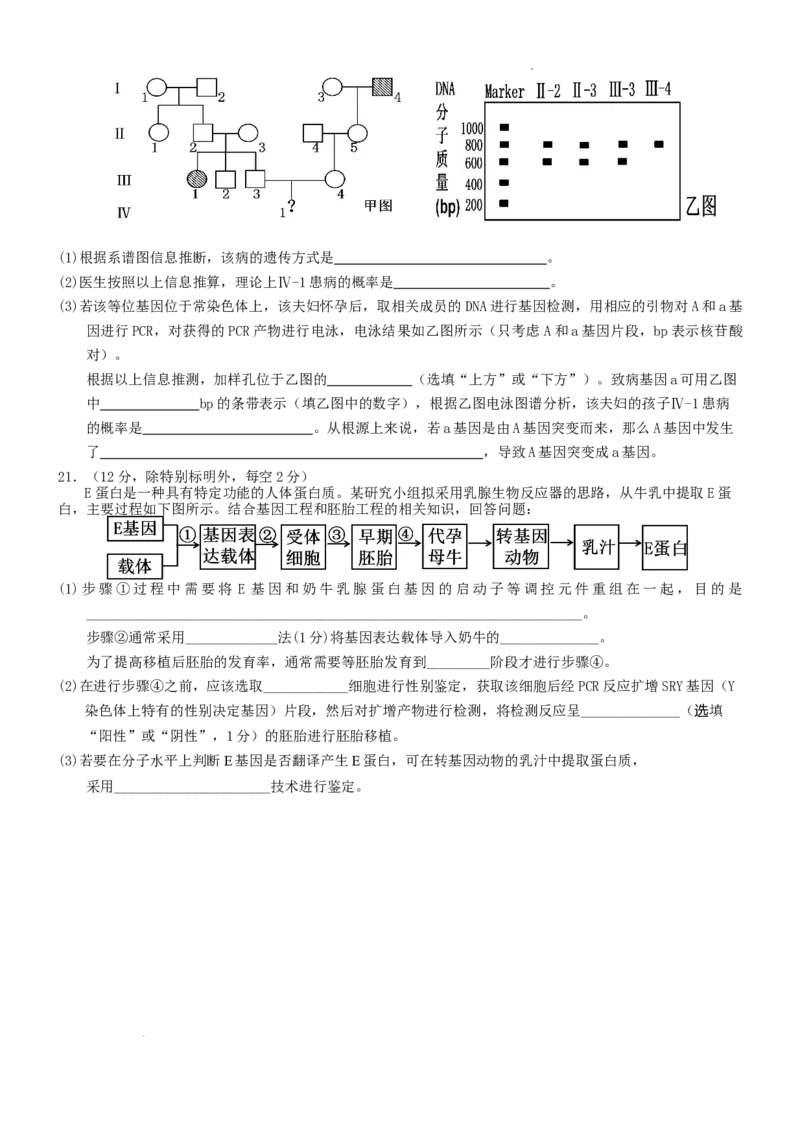 七校联合体2024届高三第一次联考试卷&mdash;&mdash;生物科目（8月）_2023年8月_01每日更新_9号