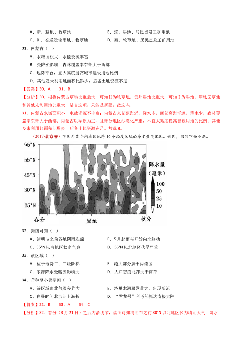 专题17区域地理-十年（2014-2023）高考地理真题分项汇编（解析卷）_近10年高考真题汇编（必刷）_十年（2014-2024）高考地理真题分项汇编（全国通用）