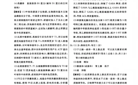 生物试题卷答案-吉林省吉林地区普通高中2025-2026学年度高中毕业年级2026届高三第二次调研测试（吉林二调）(1.15-1.17)(1)_2026年1月