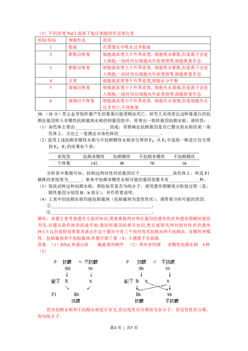 2010年高考生物试卷（浙江）（解析卷）_生物历年高考真题_新&middot;PDF版2008-2025&middot;高考生物真题_生物（按年份分类）2008-2025_2010&middot;高考生物真题