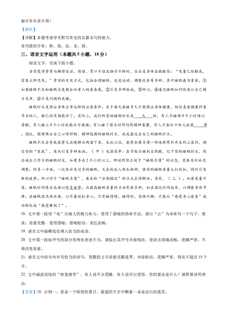 2024年新高考Ⅰ语文（解析版）_高考真题全网收集_语文_2024年新课标全国Ⅰ卷语文高考真题解析（参考版）