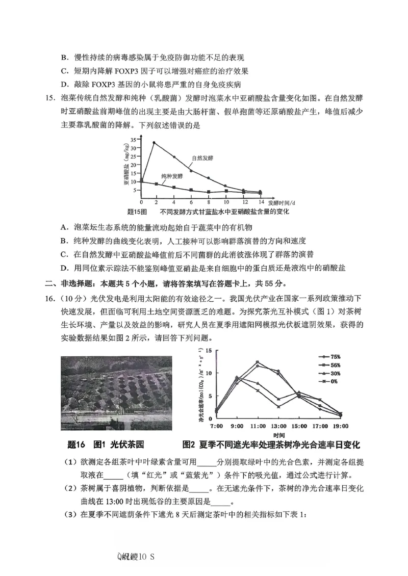 生物主城五区26届高三一诊试卷和答案(1)_2026年1月_260129重庆市主城五区高2026届学业质量调研抽测（重庆九龙坡一诊）（全科）