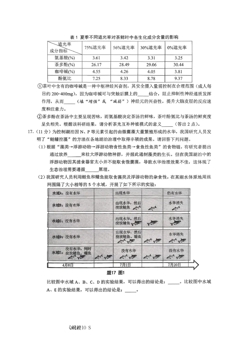 生物主城五区26届高三一诊试卷和答案(1)_2026年1月_260129重庆市主城五区高2026届学业质量调研抽测（重庆九龙坡一诊）（全科）