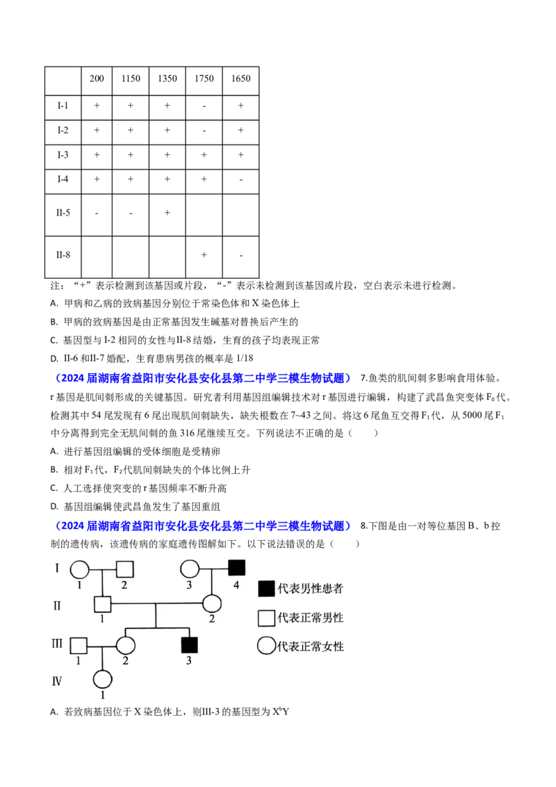 专题10变异与育种-2024年高考真题和模拟题生物分类汇编(学生卷）_近10年高考真题汇编（必刷）_十年（2014-2024）高考生物真题分项汇编（全国通用）
