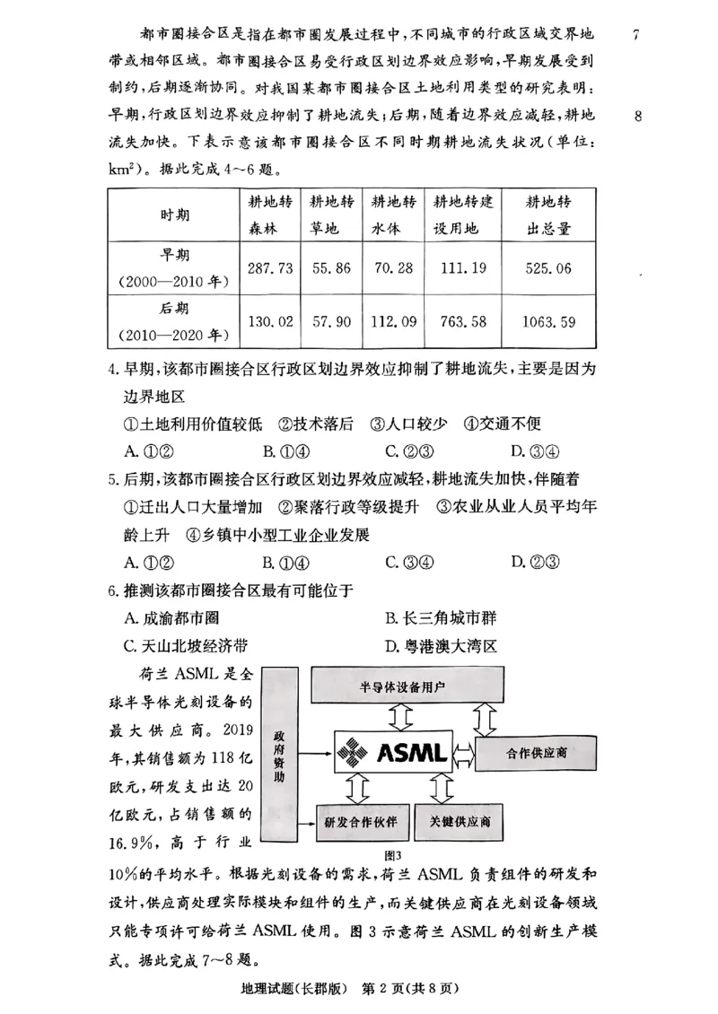 湖南省长沙市长郡中学2024-2025学年高三上学期月考卷（三）地理_11月_241104湖南省长沙市长郡中学2024-2025学年高三上学期月考卷（三）