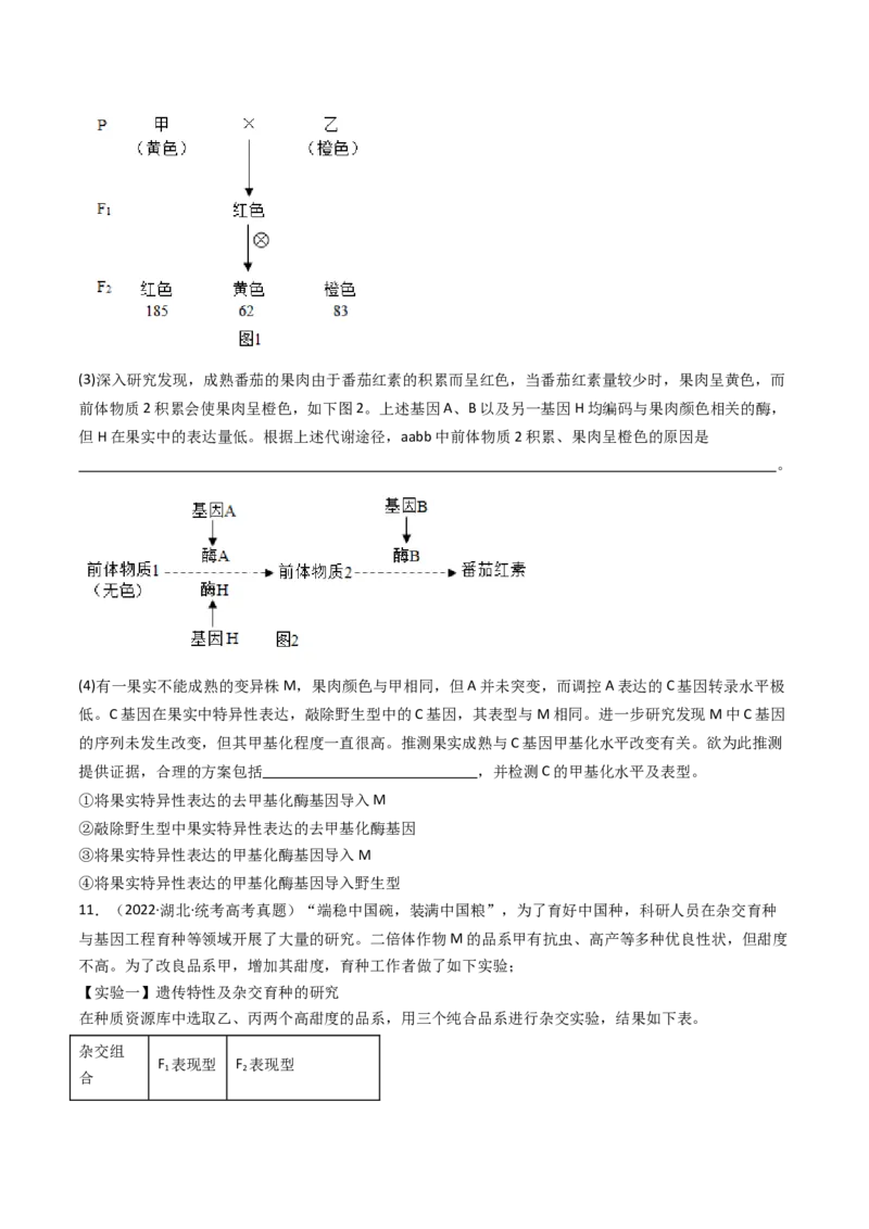 专题12基因的自由组合定律（原卷卷）_近10年高考真题汇编（必刷）_十年（2014-2024）高考生物真题分项汇编（全国通用）_十年（2014-2023）高考生物真题分项汇编（全国通用）
