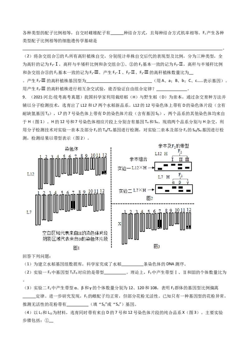 专题12基因的自由组合定律（原卷卷）_近10年高考真题汇编（必刷）_十年（2014-2024）高考生物真题分项汇编（全国通用）_十年（2014-2023）高考生物真题分项汇编（全国通用）