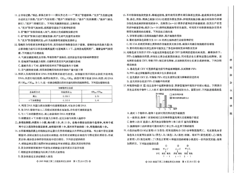 高三生物试题_2025年5月_2505162025届河北省保定市高三二模（全科）_2025届河北省保定市高三二模生物试题