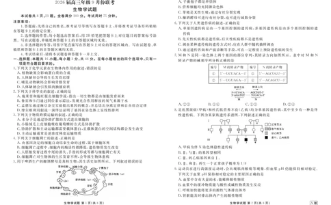 高三生物正文（2026届高三年级9月份联考）_2025年9月_250905衡水金卷四省（四川，云南）高三联考9月联考（全科）_生物