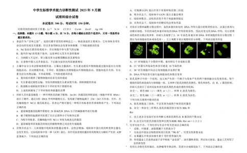 2023年9月THUSSAT中学生标准学术能力高三上学期诊断性测试理科综合试卷_2023年9月_01每日更新_16号_全科THUSSAT中学生标准学术能力诊断性测试高三上学期9月测试