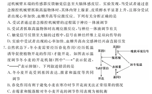 四川省黄冈八模2026届高三模拟测试卷（一）生物+答案(1)_2026年1月_260127四川省黄冈八模2026届高三模拟测试卷（一）（全科)