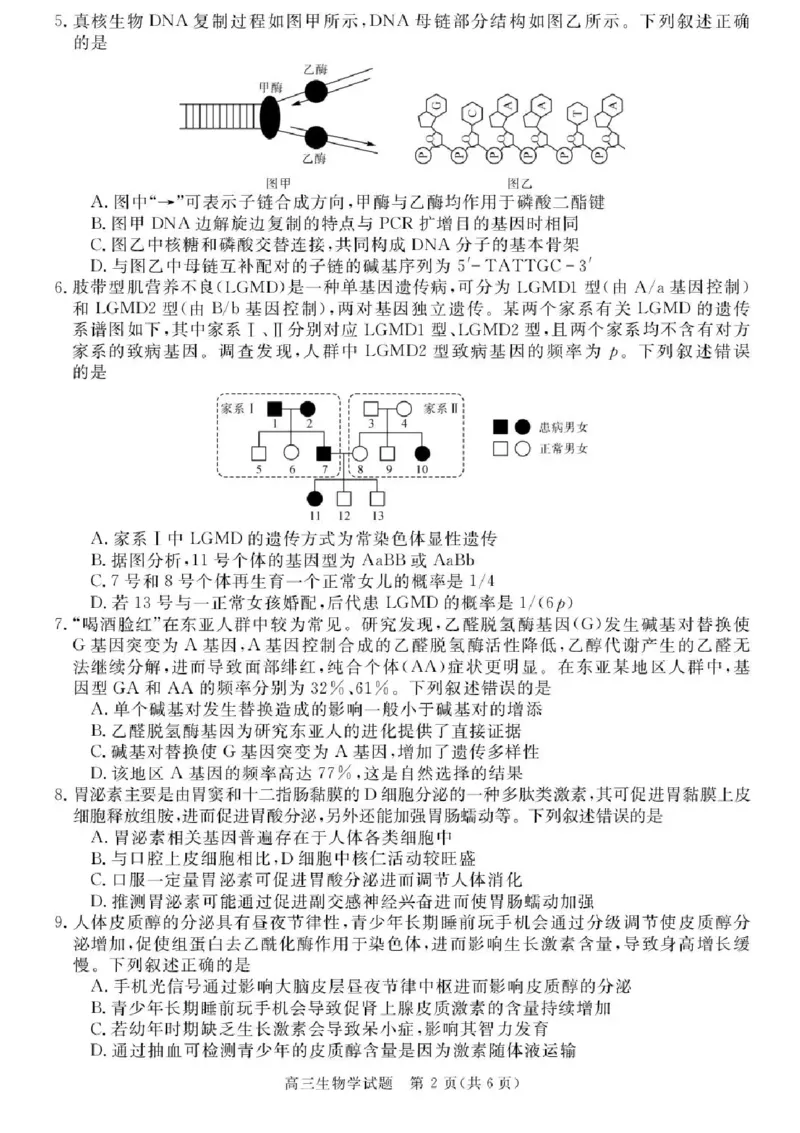安徽省华师联盟2025-2026学年高三上学期1月质量检测生物试卷+答案(1)_2026年1月_260117安徽省华师联盟2025-2026学年高三上学期1月质量检测（全科）