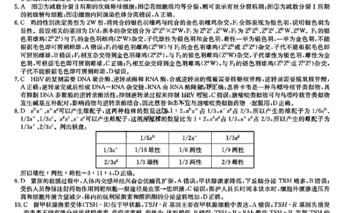 高三生物学答案_2025年5月_250523九师联盟2025届高三5月考前押题联考（全科）_九师联盟2025届高三下学期5月考前押题生物