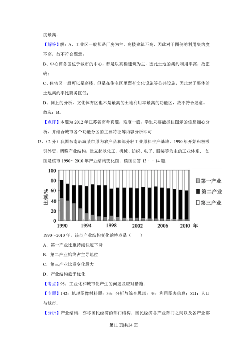 2012年高考地理试卷（江苏）（解析卷）_地理历年高考真题_新&middot;PDF版2008-2025&middot;高考地理真题_地理（按试卷类型分类）2008-2025_自主命题卷&middot;地理（2008-2025）