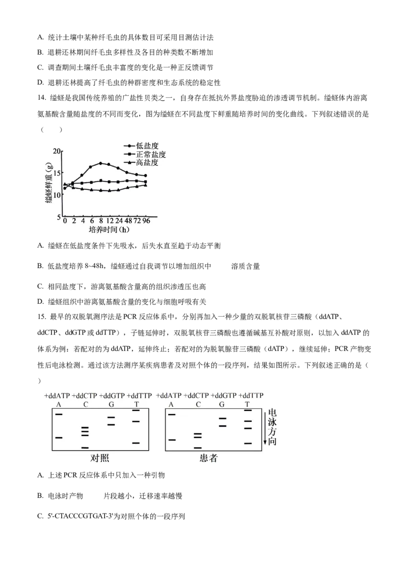 2024年新课标湖南高考真题生物试卷（原卷版）_高考真题全网收集_生物学_2024年新高考湖南卷生物高考真题解析（参考版）