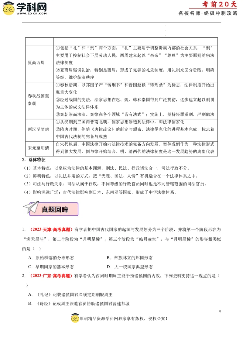 历史（一）（原卷版）_2024高考押题卷_62024学科网全系列_21学科网高考考前终极攻略_历史-2024年高考考前20天终极冲刺攻略_历史（一）-2024年高考考前20天终极冲刺攻略