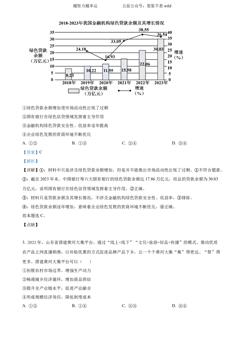 精品解析：2024年山东高考政治试卷（解析版）_高考真题全网收集_政治_2024年新高考山东卷政治高考真题解析（参考版）