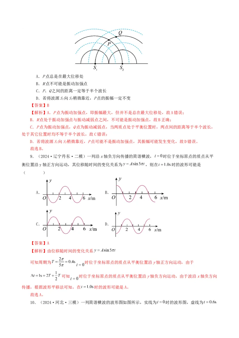 专题15机械波-2024年高考真题和模拟题物理分类汇编（教师卷）_近10年高考真题汇编（必刷）_十年（2014-2024）高考物理真题分项汇编（全国通用）