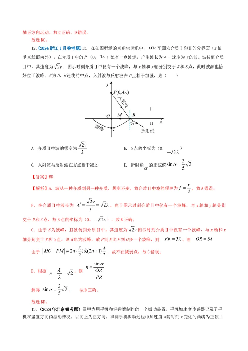 专题15机械波-2024年高考真题和模拟题物理分类汇编（教师卷）_近10年高考真题汇编（必刷）_十年（2014-2024）高考物理真题分项汇编（全国通用）
