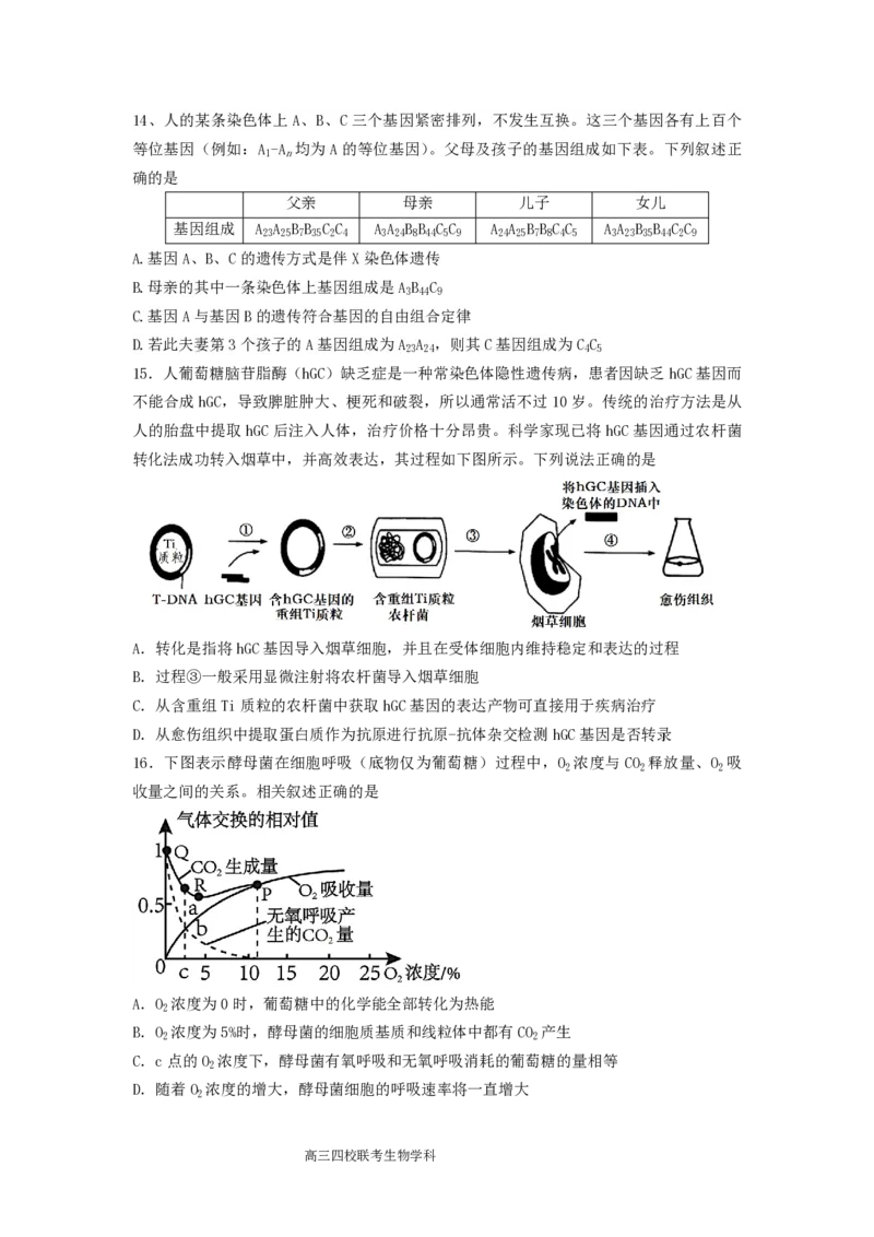 2024届广东省四校高三第一次联考生物(1)_2023年8月_028月合集_2024届广东省四校（深中、华附、省实、广雅）高三上学期第一次联考