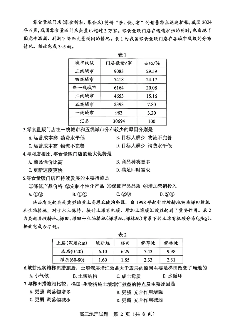 地理试题-2026届山东省淄博市第一学期高三摸底质量检测（期末）(1)_2026年1月_2601232026届山东省淄博市第一学期高三摸底质量检测（期末）（全科）